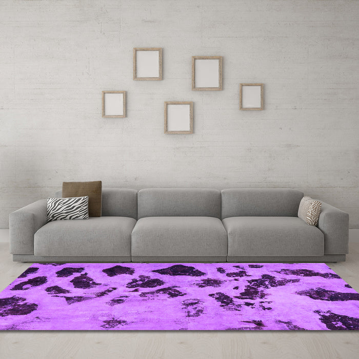 Machine Washable Abstract Purple Modern Area Rugs in a Living Room, wshabs760pur