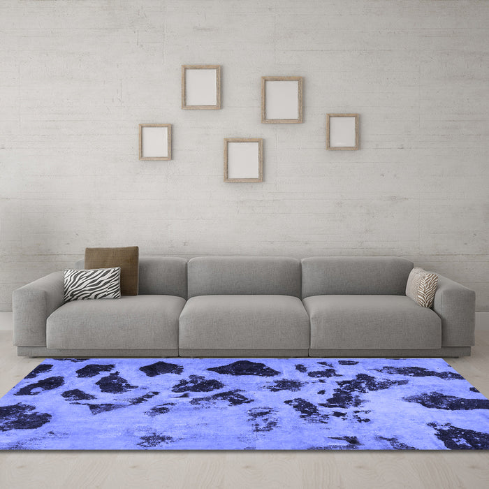 Machine Washable Abstract Blue Modern Rug in a Living Room, wshabs760blu