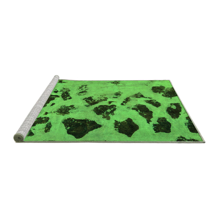 Sideview of Machine Washable Abstract Green Modern Area Rugs, wshabs760grn
