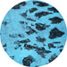 Round Machine Washable Abstract Light Blue Modern Rug, wshabs760lblu