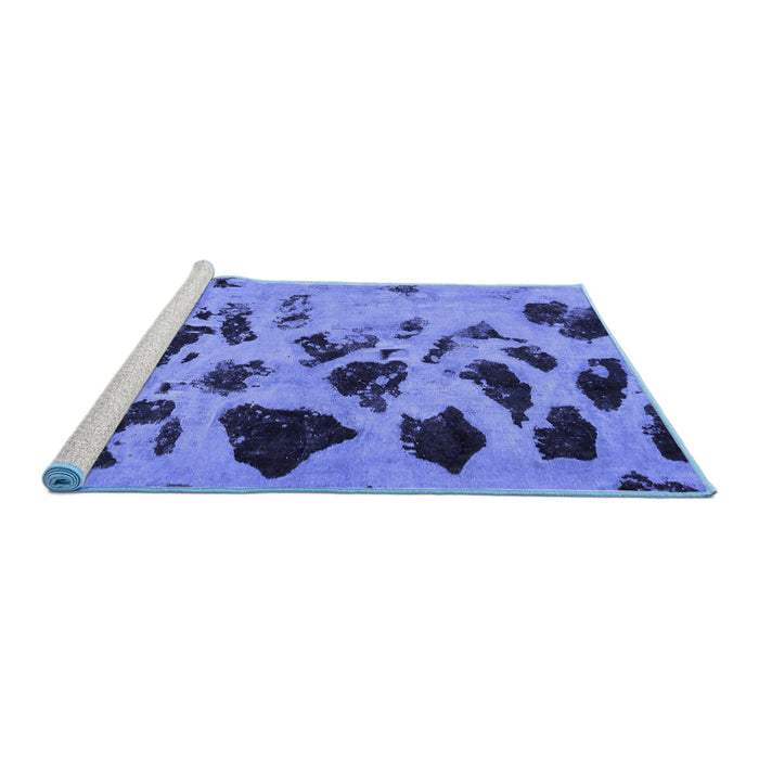 Sideview of Machine Washable Abstract Blue Modern Rug, wshabs760blu