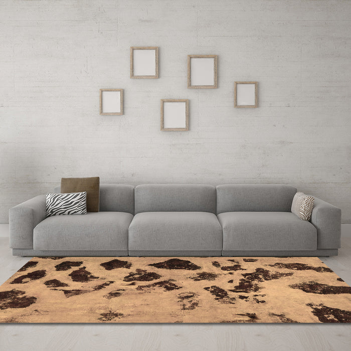 Machine Washable Abstract Brown Modern Rug in a Living Room,, wshabs760brn