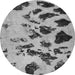 Round Machine Washable Abstract Gray Modern Rug, wshabs760gry
