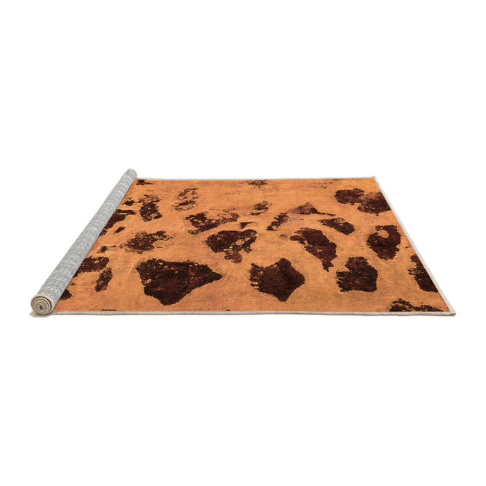 Sideview of Machine Washable Abstract Orange Modern Area Rugs, wshabs760org