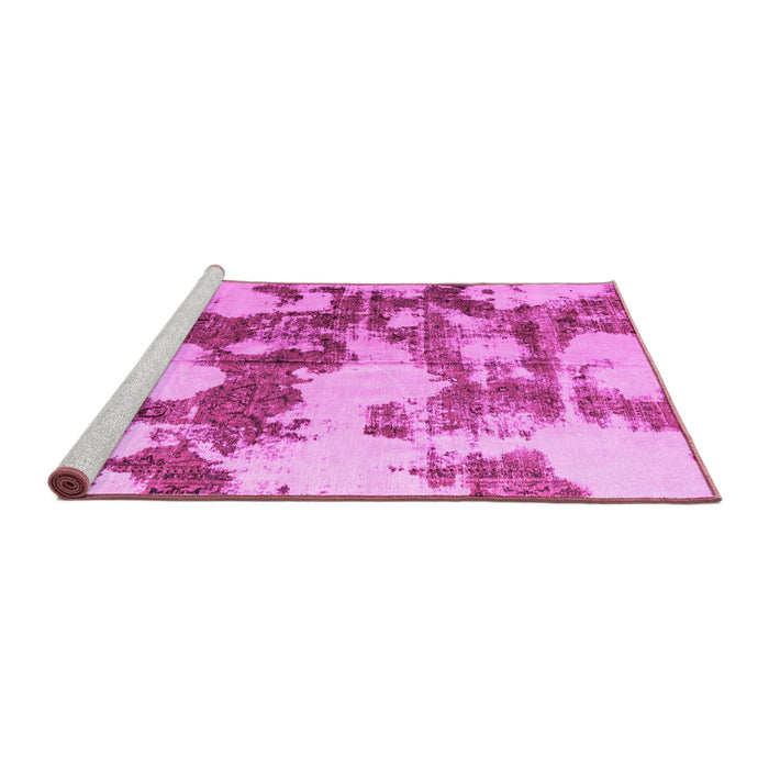 Sideview of Machine Washable Abstract Pink Modern Rug, wshabs761pnk