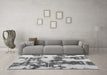 Machine Washable Abstract Gray Modern Rug in a Living Room,, wshabs761gry