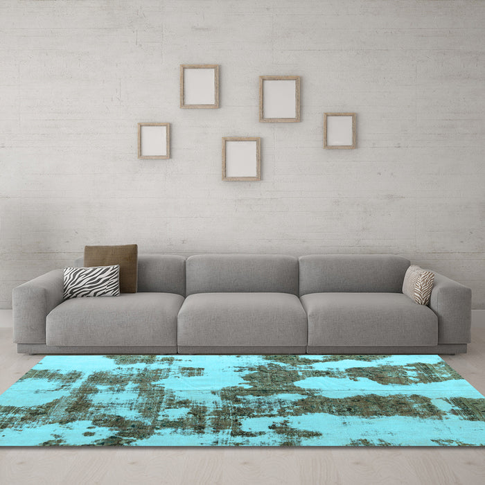 Machine Washable Abstract Light Blue Modern Rug in a Living Room, wshabs761lblu