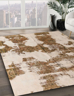 Abstract Light Brown Modern Rug in Family Room, abs761