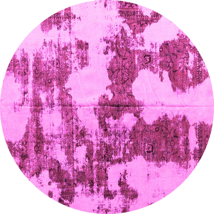 Round Machine Washable Abstract Pink Modern Rug, wshabs761pnk