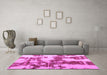 Machine Washable Abstract Pink Modern Rug in a Living Room, wshabs761pnk