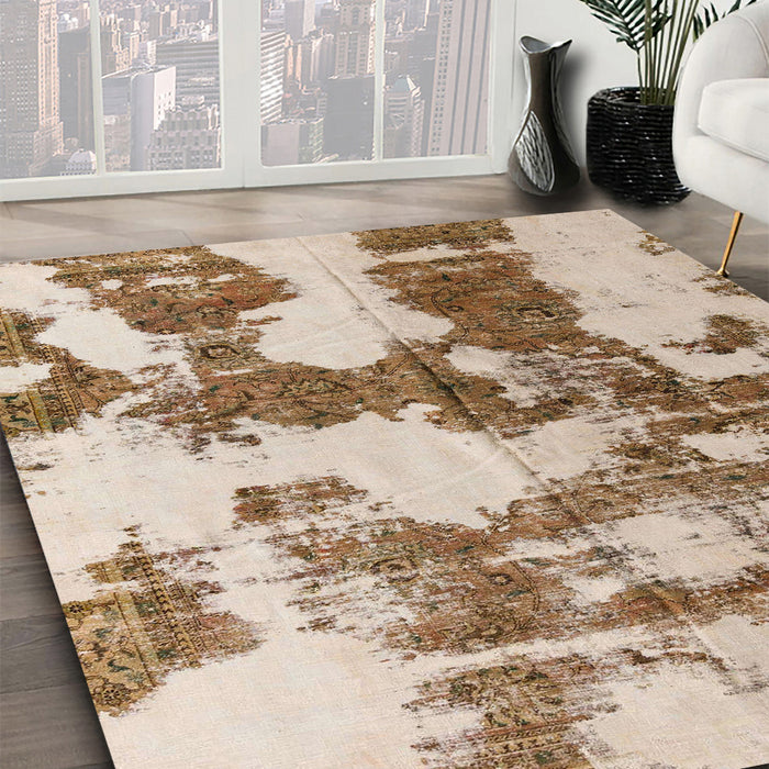 Abstract Light Brown Modern Rug in Family Room, abs761