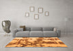 Machine Washable Abstract Orange Modern Area Rugs in a Living Room, wshabs761org