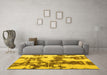 Machine Washable Abstract Yellow Modern Rug in a Living Room, wshabs761yw