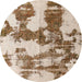 Round Abstract Light Brown Modern Rug, abs761