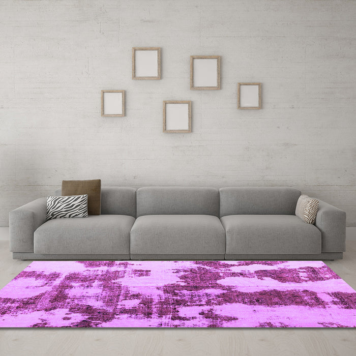 Machine Washable Abstract Purple Modern Area Rugs in a Living Room, wshabs761pur