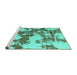 Sideview of Machine Washable Abstract Turquoise Modern Area Rugs, wshabs761turq