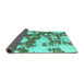 Sideview of Abstract Turquoise Modern Rug, abs761turq