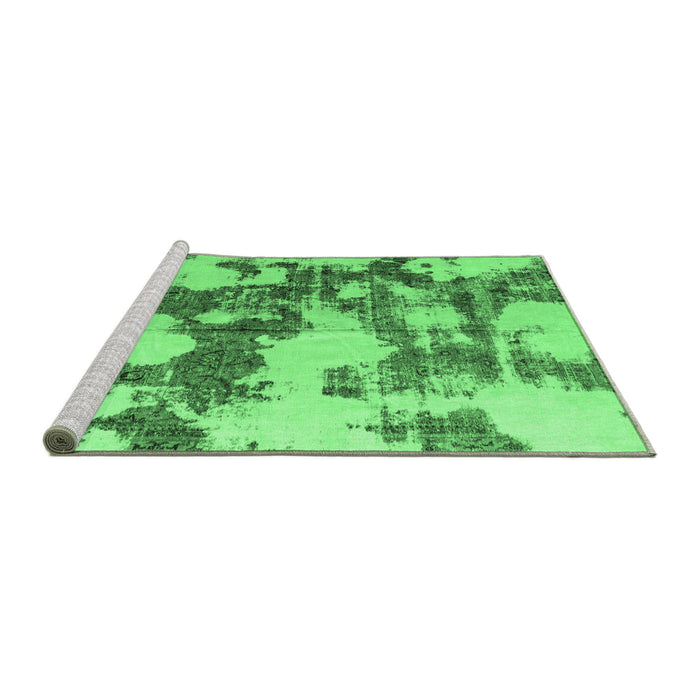 Sideview of Machine Washable Abstract Emerald Green Modern Area Rugs, wshabs761emgrn