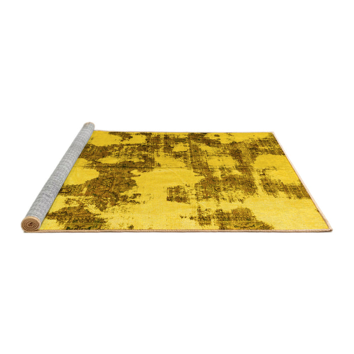 Sideview of Machine Washable Abstract Yellow Modern Rug, wshabs761yw