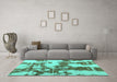 Machine Washable Abstract Turquoise Modern Area Rugs in a Living Room,, wshabs761turq