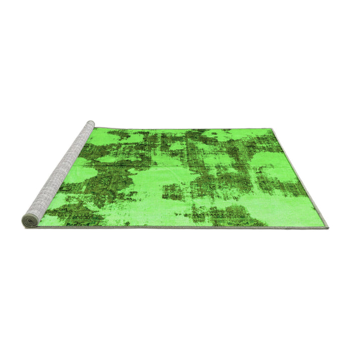 Sideview of Machine Washable Abstract Green Modern Area Rugs, wshabs761grn