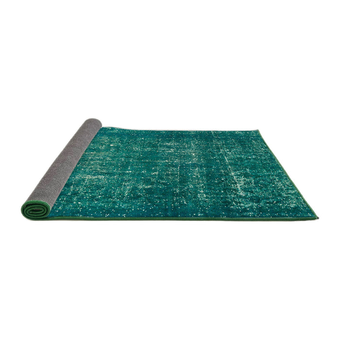 Sideview of Abstract Teal Green Modern Rug, abs762