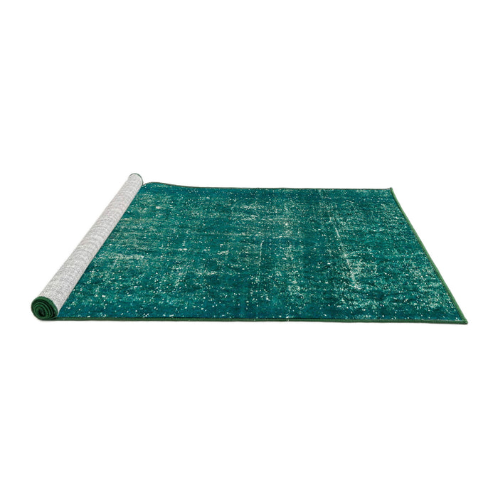 Sideview of Machine Washable Abstract Teal Green Rug, wshabs762