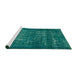 Sideview of Machine Washable Abstract Teal Green Rug, wshabs762