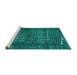 Sideview of Machine Washable Abstract Turquoise Modern Area Rugs, wshabs762turq