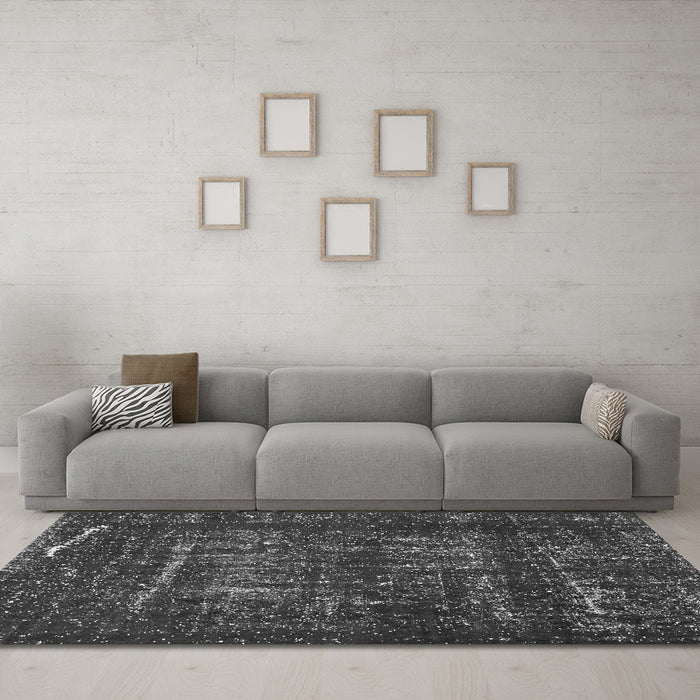 Machine Washable Abstract Gray Modern Rug in a Living Room,, wshabs762gry