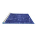 Sideview of Machine Washable Abstract Blue Modern Rug, wshabs762blu