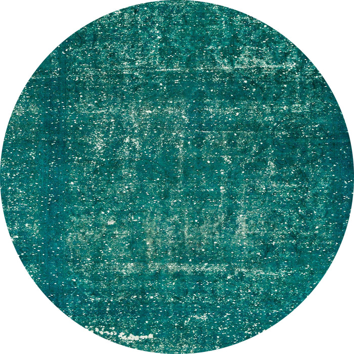 Round Abstract Teal Green Modern Rug, abs762