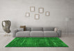 Machine Washable Abstract Green Modern Area Rugs in a Living Room,, wshabs762grn