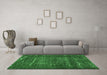 Machine Washable Abstract Emerald Green Modern Area Rugs in a Living Room,, wshabs762emgrn