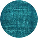 Round Abstract Light Blue Modern Rug, abs762lblu