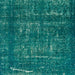 Square Machine Washable Abstract Teal Green Rug, wshabs762