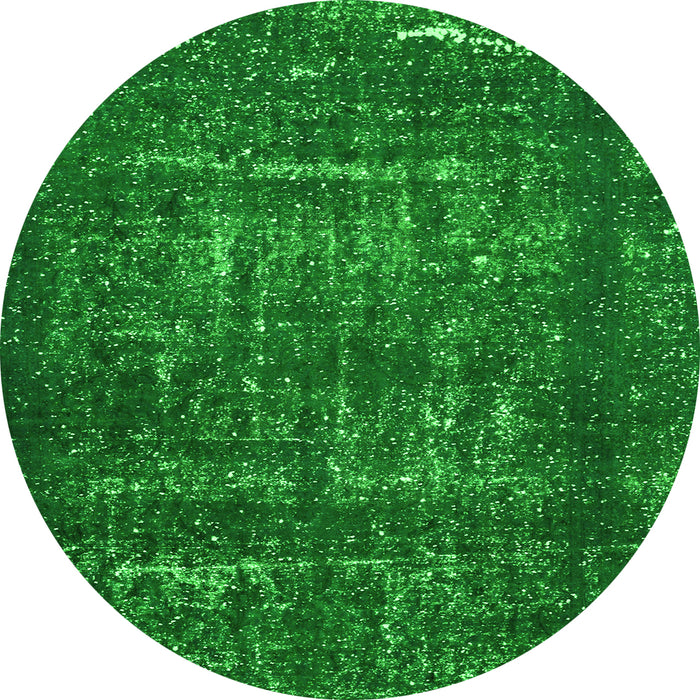 Round Abstract Green Modern Rug, abs762grn