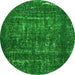 Round Abstract Green Modern Rug, abs762grn