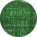 Round Abstract Emerald Green Modern Rug, abs762emgrn