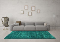 Machine Washable Abstract Turquoise Modern Rug, wshabs762turq