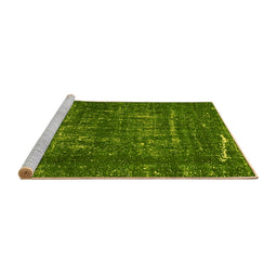 Sideview of Machine Washable Abstract Yellow Modern Rug, wshabs762yw