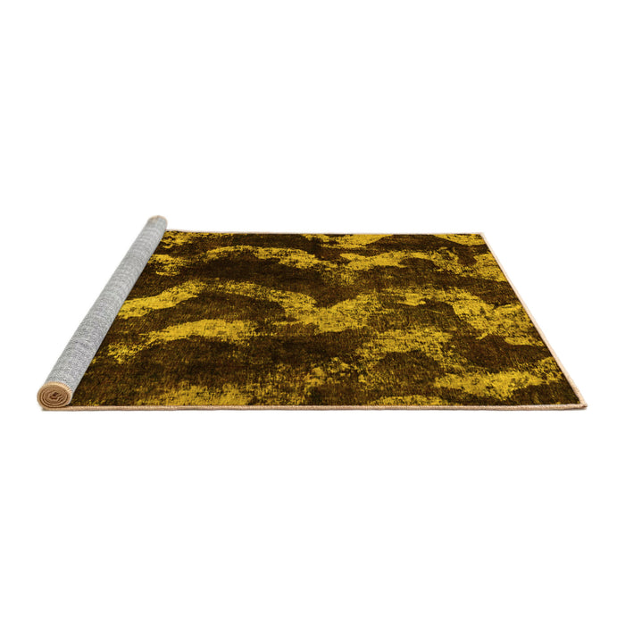 Sideview of Machine Washable Abstract Yellow Modern Rug, wshabs763yw