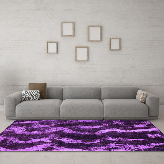 Machine Washable Abstract Purple Modern Area Rugs in a Living Room, wshabs763pur