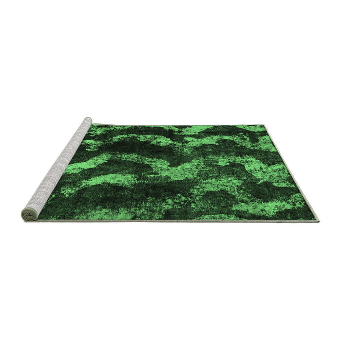 Sideview of Machine Washable Abstract Emerald Green Modern Area Rugs, wshabs763emgrn