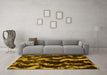 Machine Washable Abstract Yellow Modern Rug in a Living Room, wshabs763yw