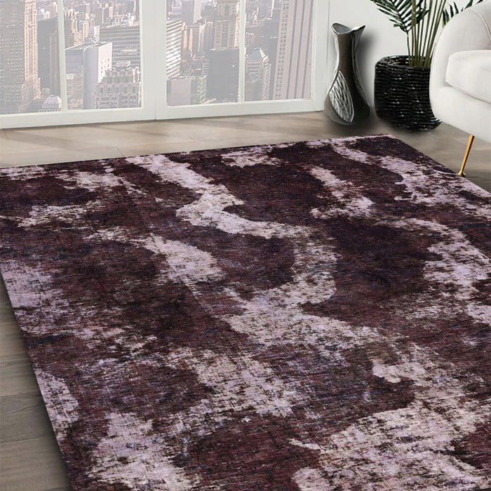 Machine Washable Abstract Rose Dust Purple Rug in a Family Room, wshabs763