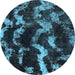 Round Abstract Light Blue Modern Rug, abs763lblu