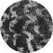 Round Machine Washable Abstract Gray Modern Rug, wshabs763gry