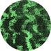 Round Abstract Emerald Green Modern Rug, abs763emgrn