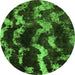 Round Abstract Green Modern Rug, abs763grn